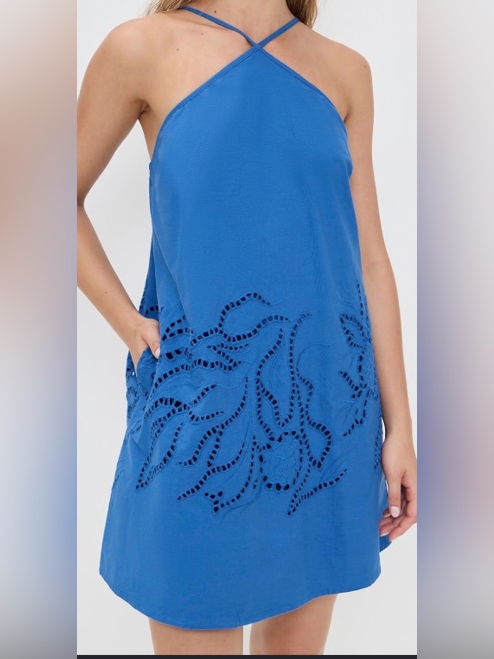 MinkPink Dara Broderie Dress - Royal Blue - Never Worn